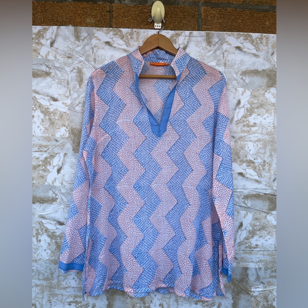 Oliphant Blue and Pink Zigzag Tunic